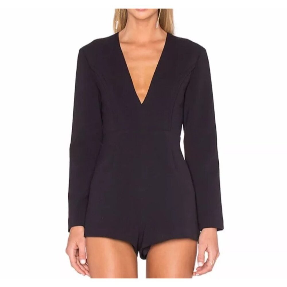 Finders Keepers Round Up Playsuit Romper Black‎ Open Cut Out Long Sleeve Small